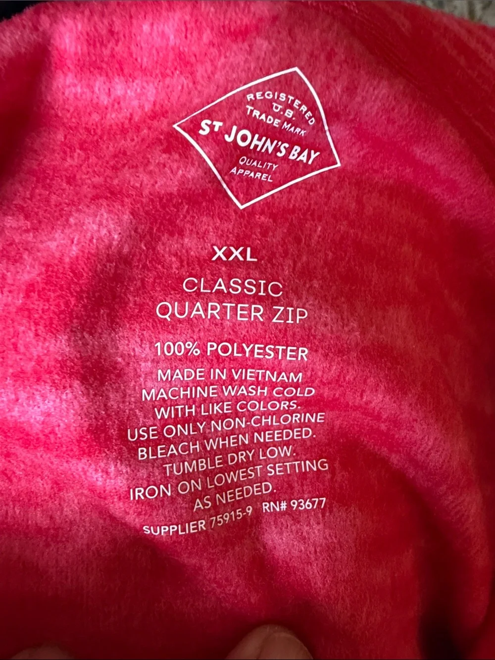 Men's St. John’s Bay Red Heather Quarter-Zip Pullover Sweater